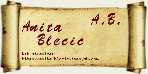 Anita Blečić vizit kartica